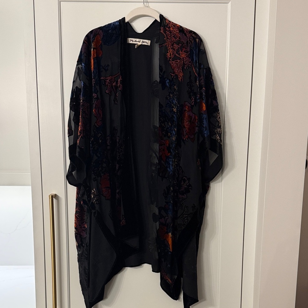 Michael Stars Black Floral Cape